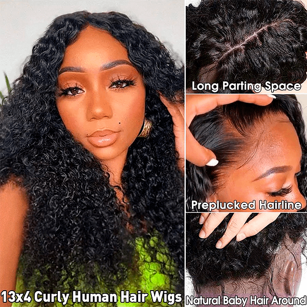 Remy Brazilian Curly HD Transparent 4x4 Lace Closure Human Hair Wig